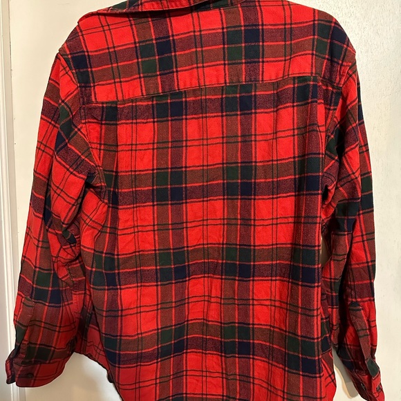Eddie Bauer Red Gree Black Plaid Shirt - Picture 2 of 5